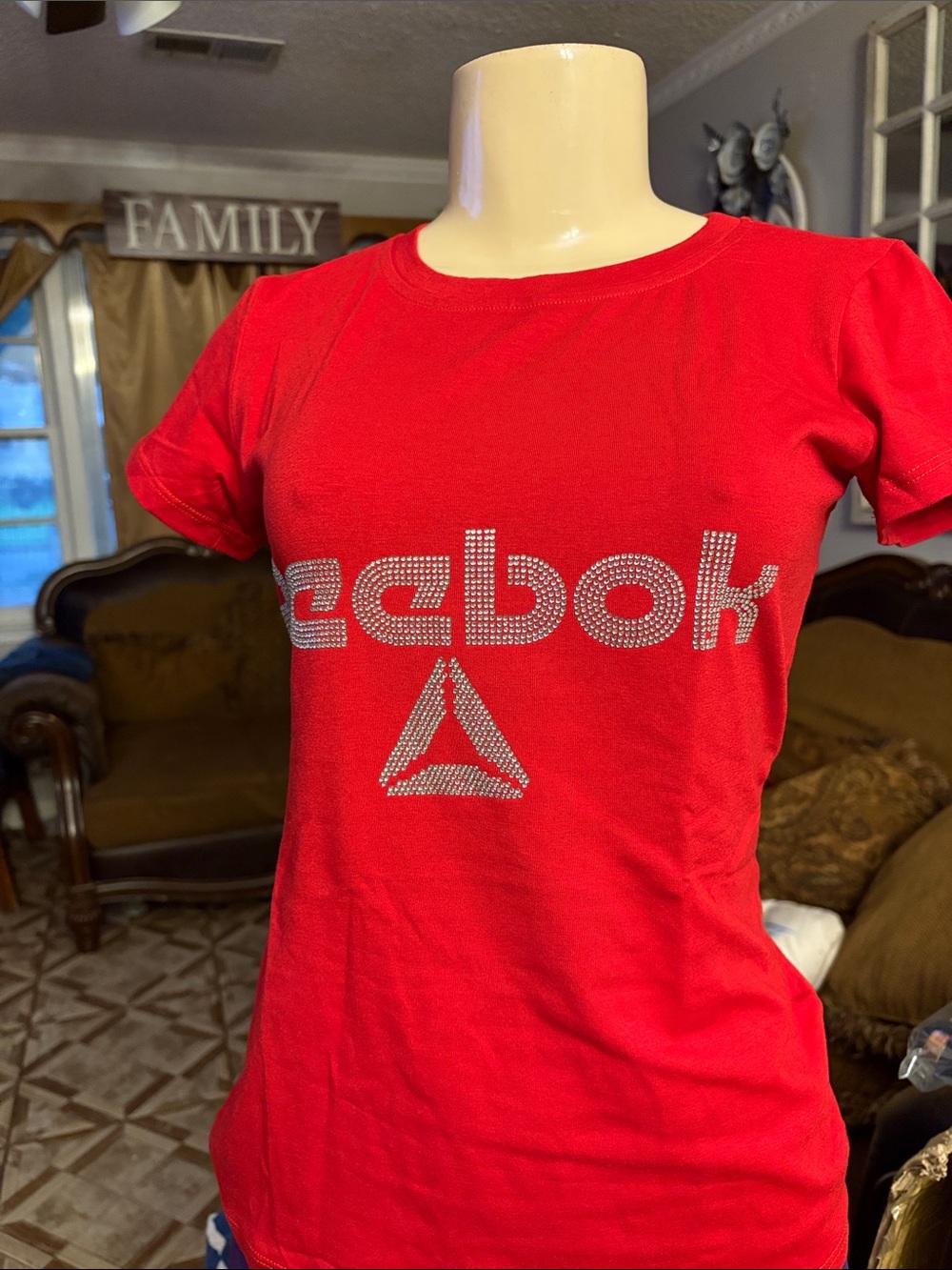 Reebok Red Crystal Logo Tee